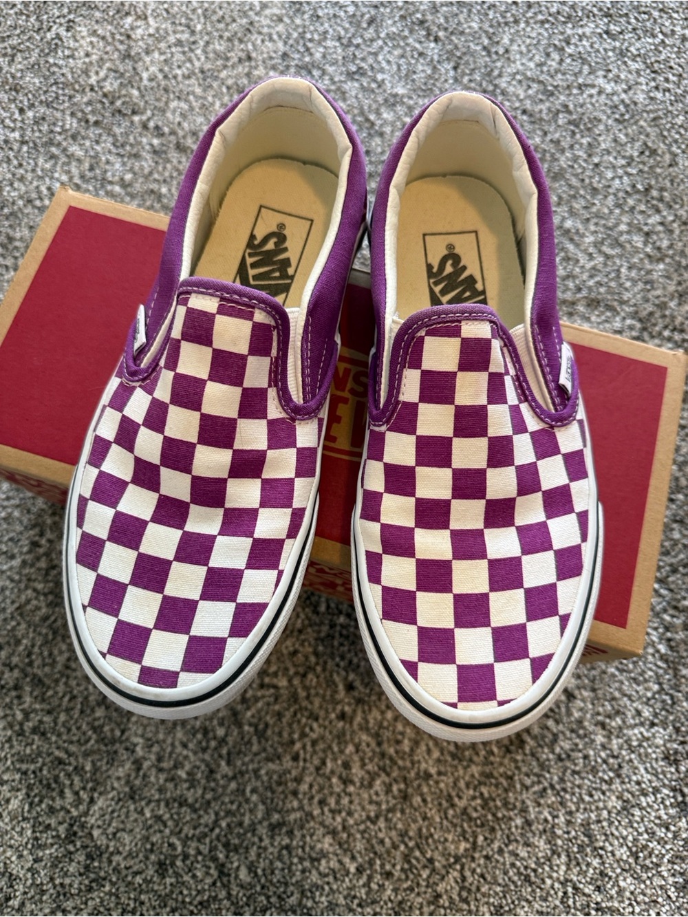 Vans Checkerboard Slip-On Sneakers - Purple & White